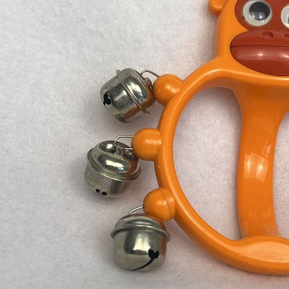VTG 1980 Bambina Japan Monkey Hand Bell Jingle Orange Child's Rhythm Instrument - Picture 5 of 13
